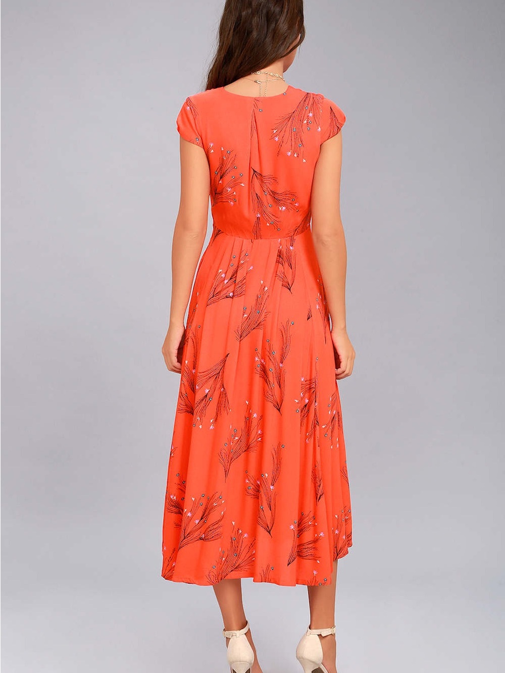 Free People retro coral print midi dress - Picture 12 of 12